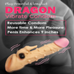 Dragon Silicone Washable Condom Reusable Penis Sleeve With Vibrator