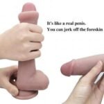 Realistic Sliding Skin Dildo with Foreskin 8inch