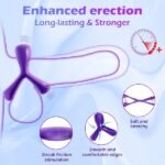 Rechargeable Silicone Elastic Rings Purple With 10 Modes Of Intense Vibration