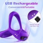 Rechargeable Silicone Elastic Rings Purple With 10 Modes Of Intense Vibration