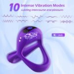 Rechargeable Silicone Elastic Rings Purple With 10 Modes Of Intense Vibration