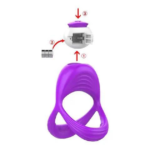 Rechargeable Silicone Elastic Rings Purple With 10 Modes Of Intense Vibration