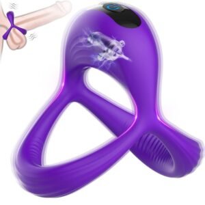 Rechargeable Silicone Elastic Rings Purple With 10 Modes Of Intense Vibration