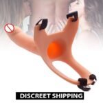 Silicone Skin And Brown Color Hollow Strap On Dildo With Harness